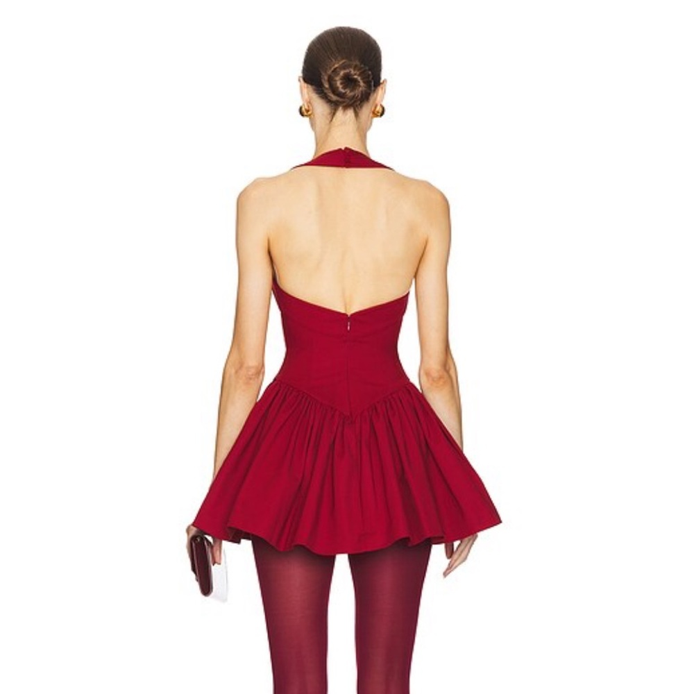 NWT Helsa Faille Halter Dress in Red, XXS - Picture 2 of 7